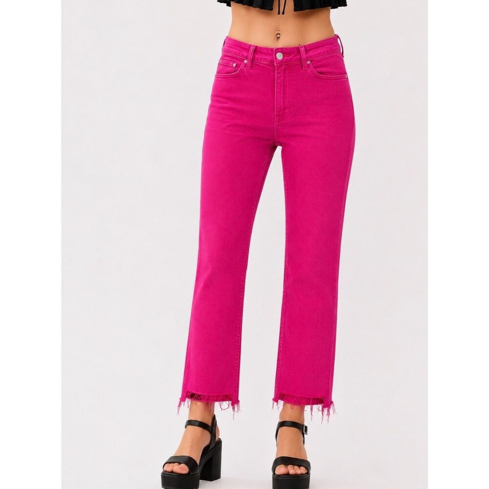 MOTHER The Insider Crop Step Fray Raspberry Sorbet Pink Jeans 29x27 EUC